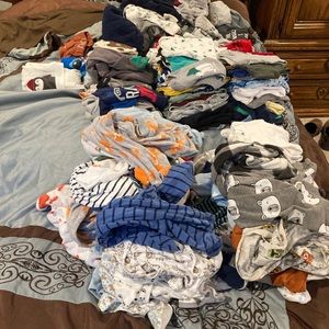 Boy 0-3 Month Clothes, lightly used, some new.